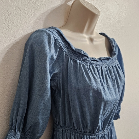 FLYING TOMATO Chambray Peasant Dress Size M - Picture 5 of 10